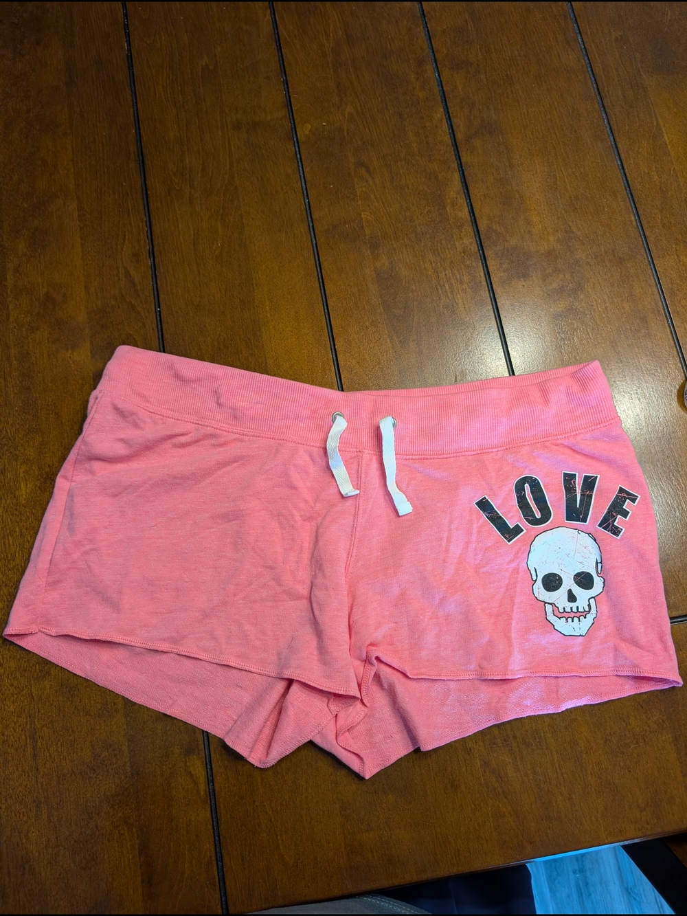 No Boundaries Pink Love Skull Graphic Terry Shorts Size L (11-13)